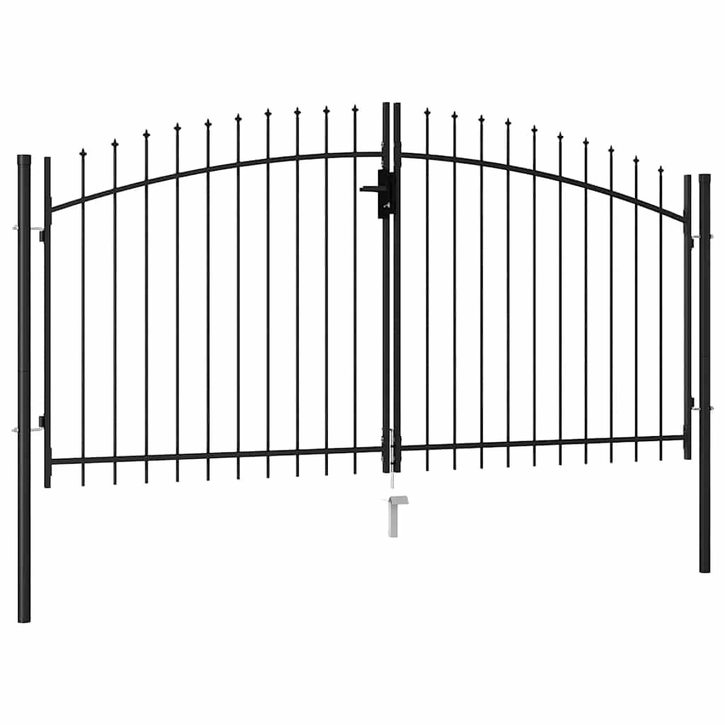 VidaXL Dubbele Poort 3x1,5m Zwart Staal - Puntig Top! 40% Korting