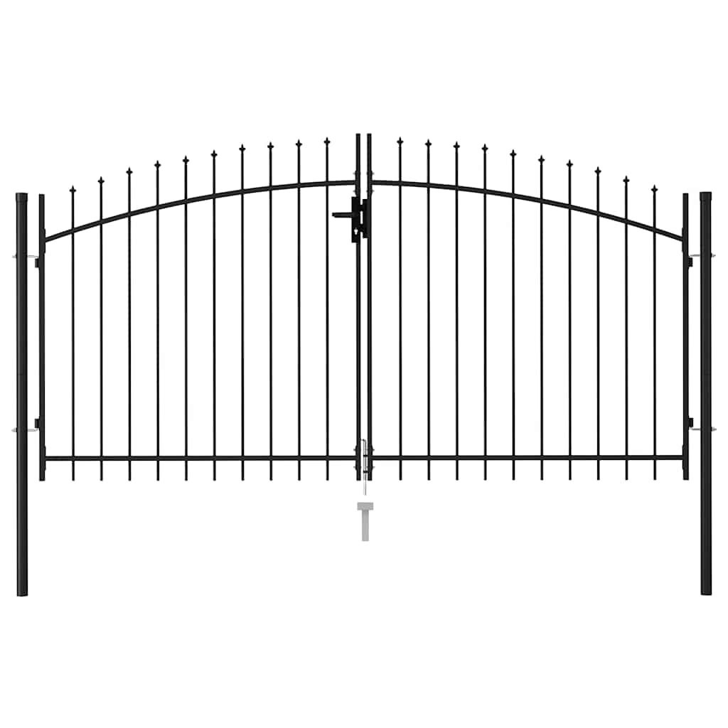 VidaXL Dubbele Poort 3x1,5m Zwart Staal - Puntig Top! 40% Korting