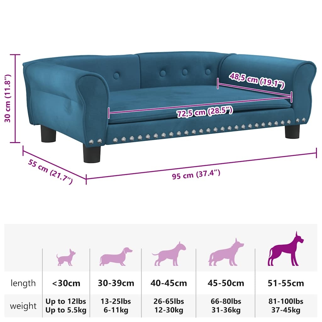 vidaXL Hondenmand Fluweel Blauw 95cm - 40% Korting!