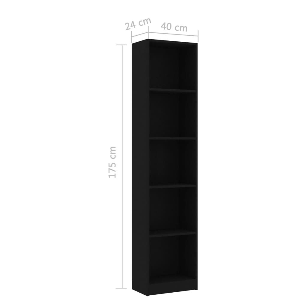 vidaXL Boekenkast Zwart 40x24x175cm - 40% Korting!