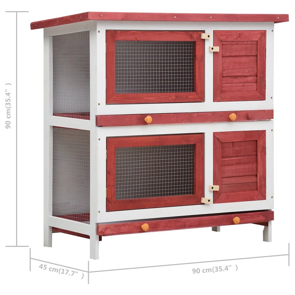 Konijnenhok Buiten Hout Rood - 40% Korting!
