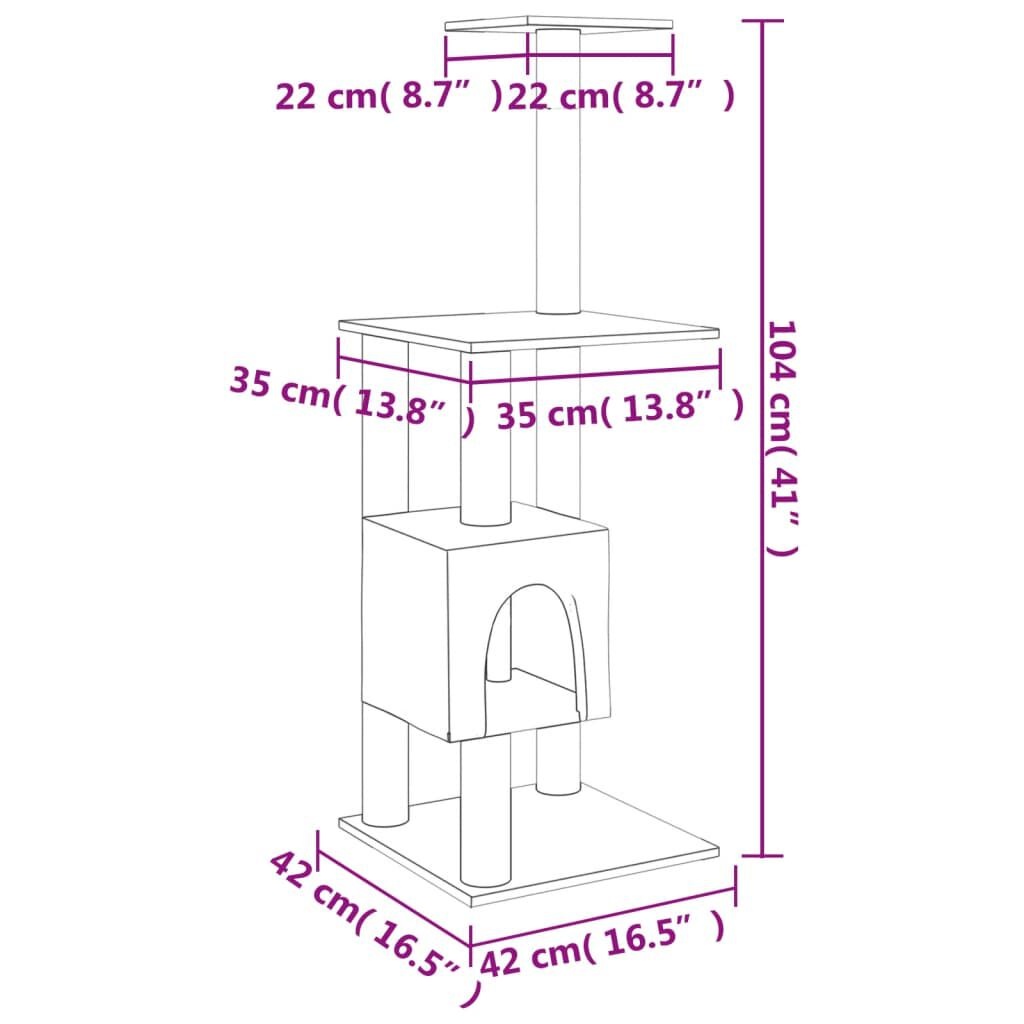 Kattenkrabpaal 104cm Donkergrijs - 40% Korting!