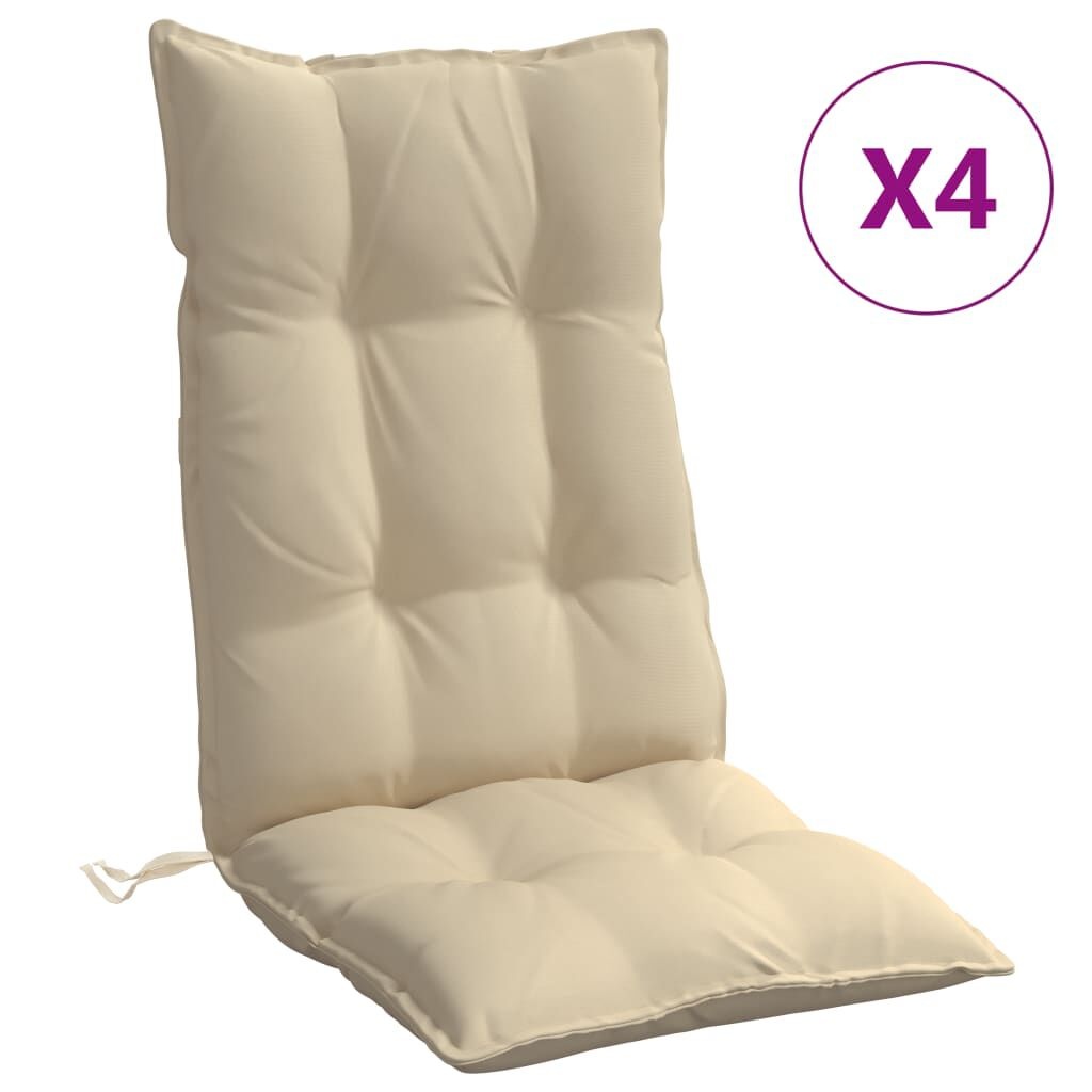 vidaXL Stoelkussens Hoge Rug Beige (4 st) - 40% Korting!