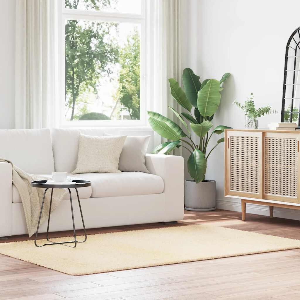 vidaXL Hoogpolig Crème Vloerkleed 130x200cm - 40% Korting!
