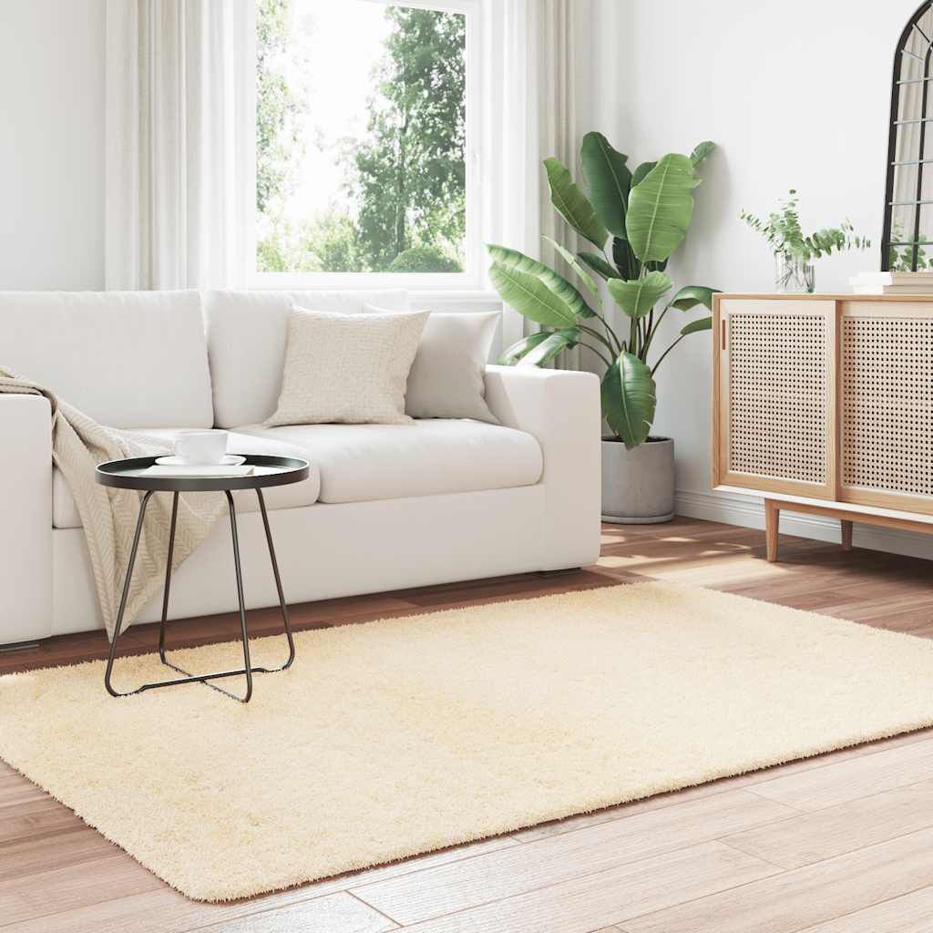 vidaXL Hoogpolig Crème Vloerkleed 130x200cm - 40% Korting!