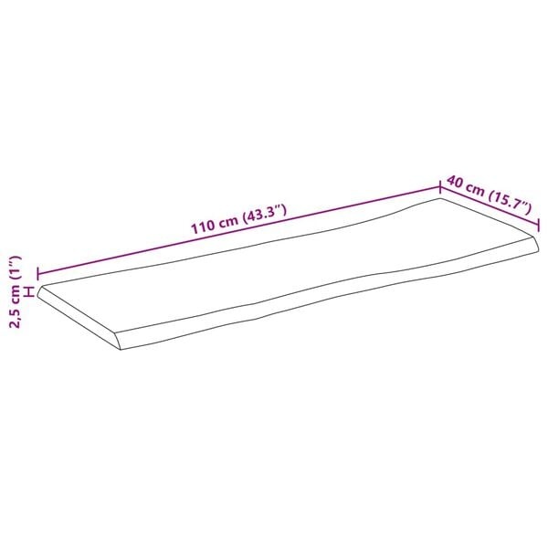 vidaXL Tafelblad Mango 110x40cm Natuurlijke Rand - 40% Korting!