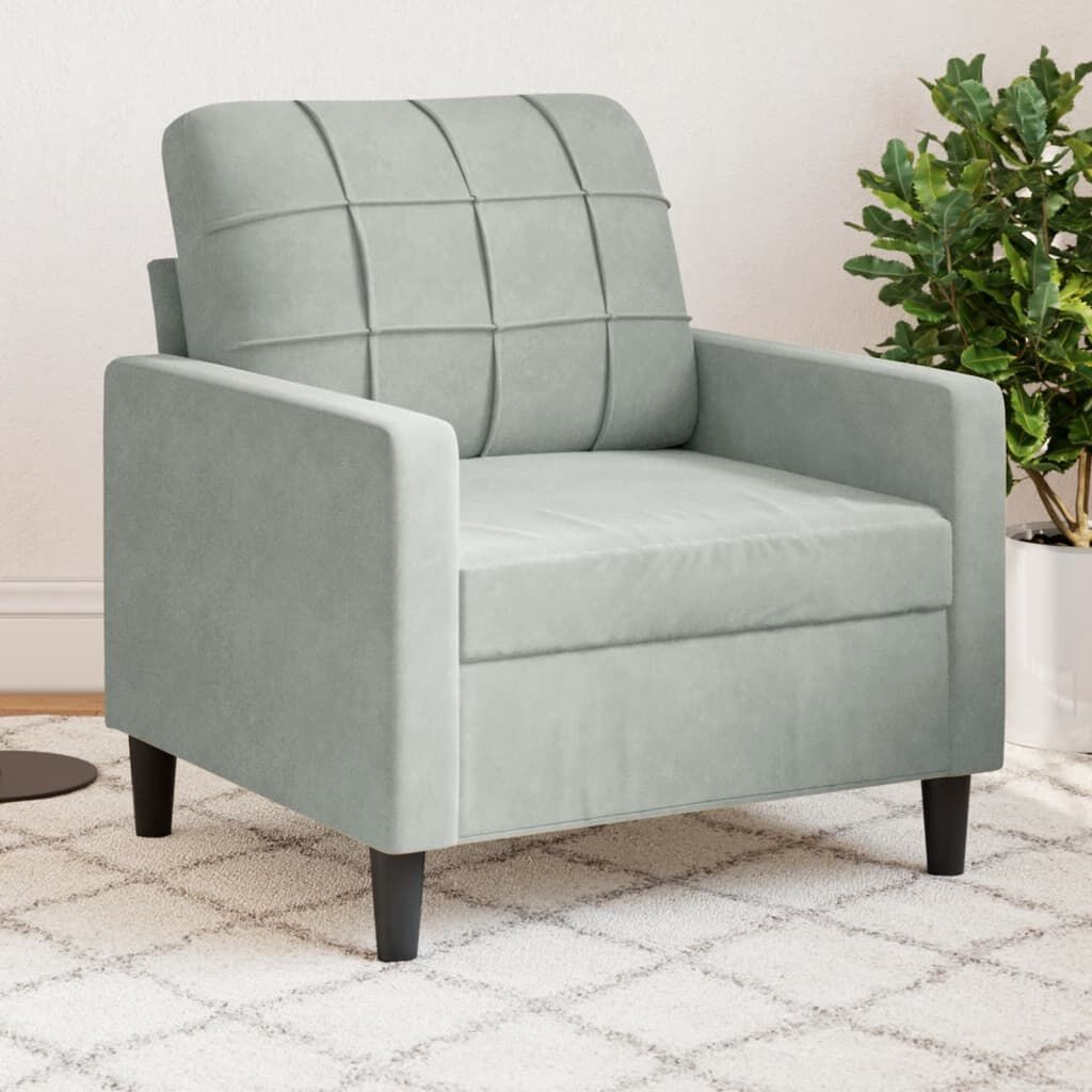 vidaXL Fauteuil Lichtgrijs Fluweel - 60cm - 40% Korting!
