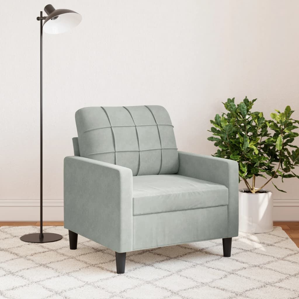 vidaXL Fauteuil Lichtgrijs Fluweel - 60cm - 40% Korting!