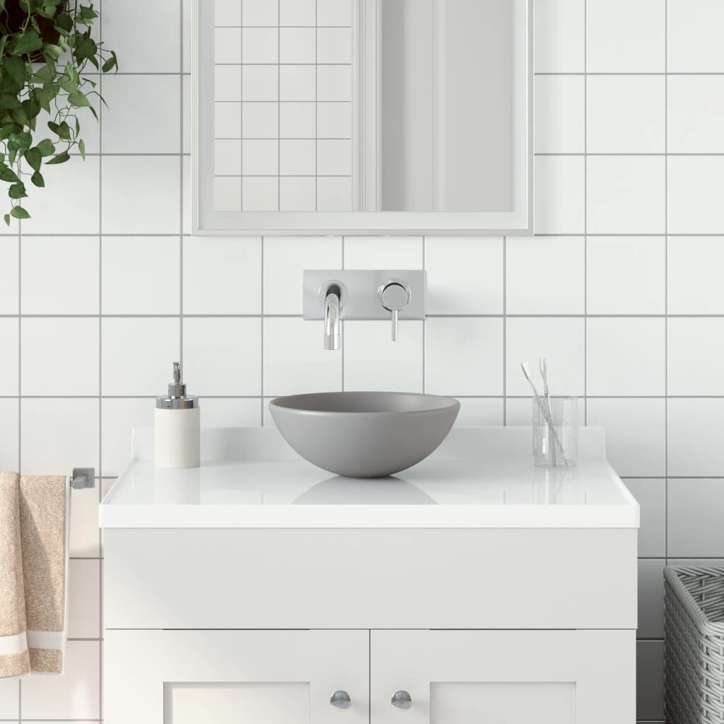 vidaXL Lichtgrijze Wastafel Keramiek Rond - 35% Korting!