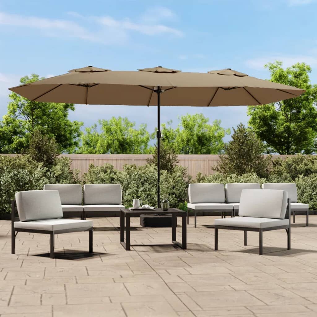 VidaXL Dubbele Parasol 449cm Taupe -40%! Topdeal