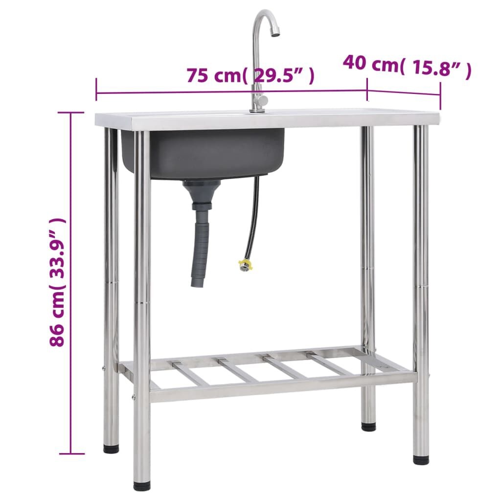 vidaXL Camping Gootsteen RVS + Kraan -40%! (Retour)