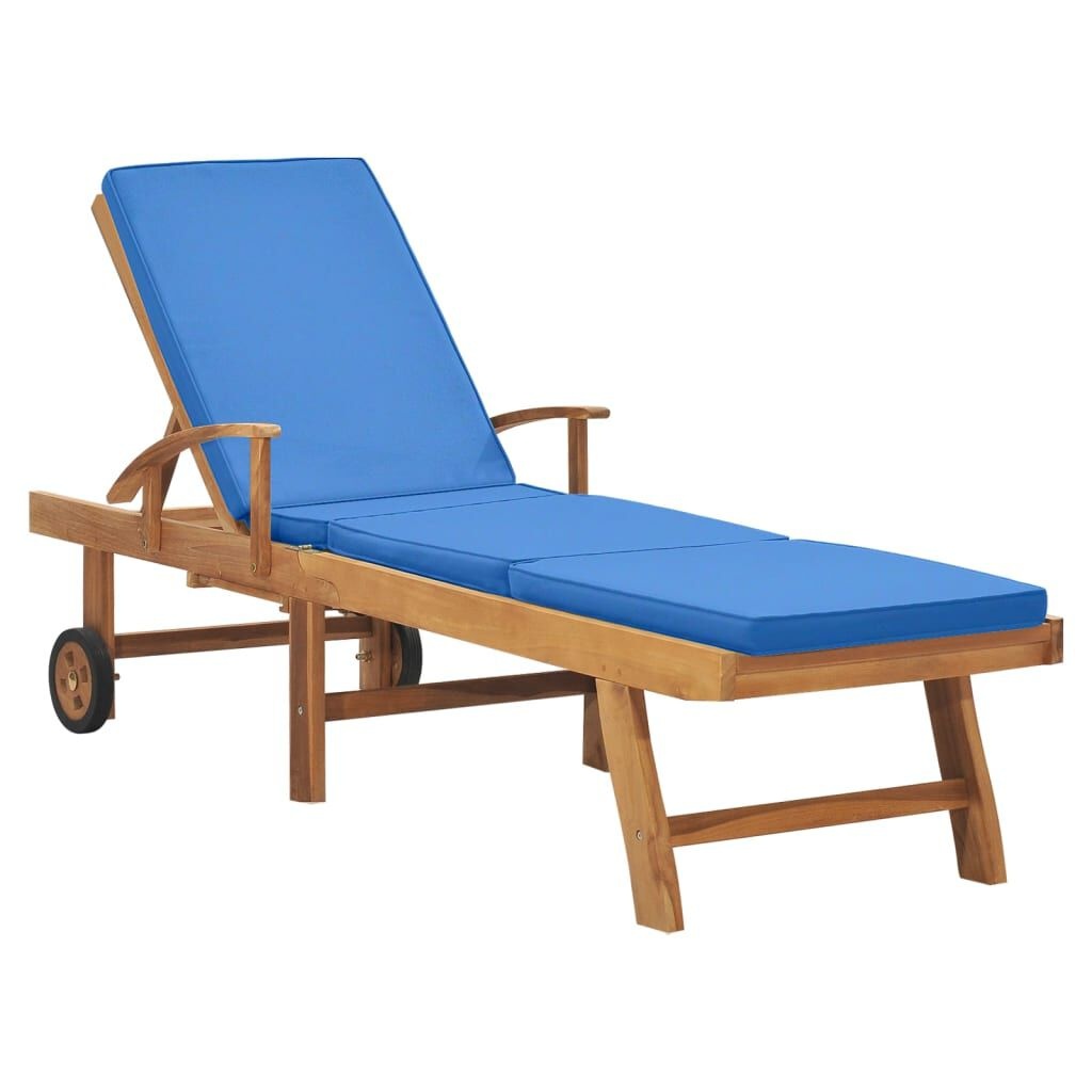 vidaXL Ligbed Teakhout Blauw incl. Kussen -40%! Tuin & Terras