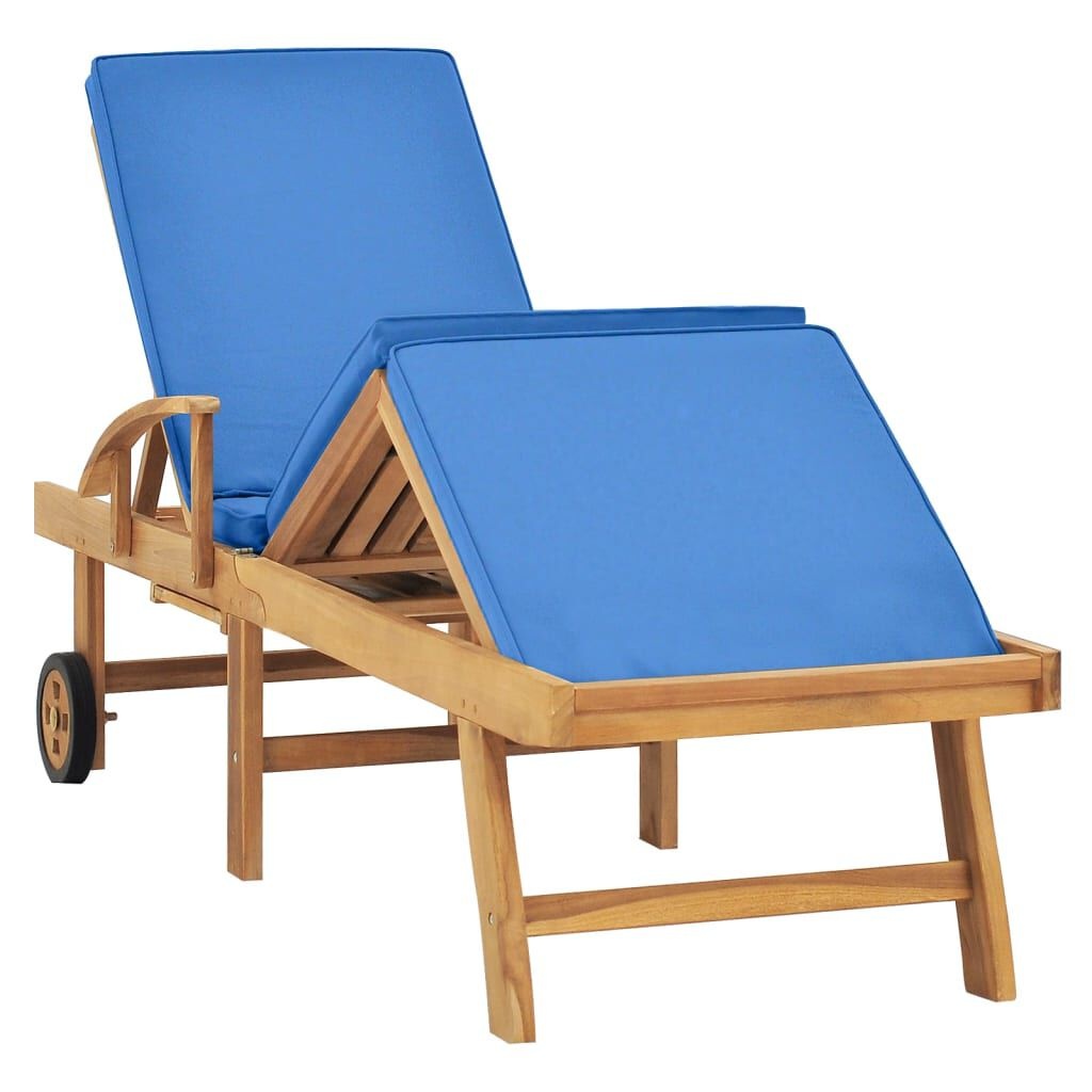 vidaXL Ligbed Teakhout Blauw incl. Kussen -40%! Tuin & Terras