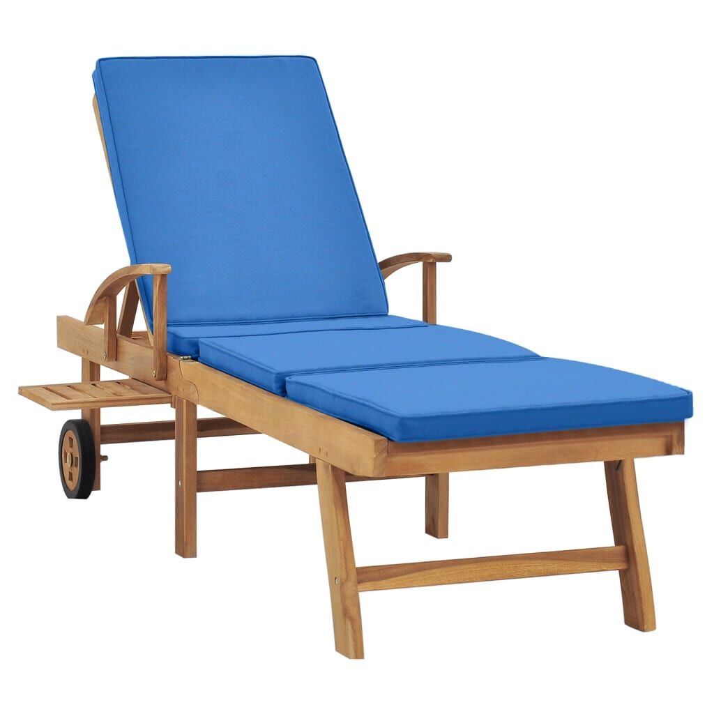 vidaXL Ligbed Teakhout Blauw incl. Kussen -40%! Tuin & Terras