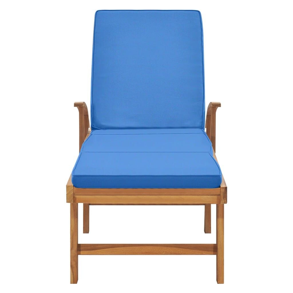 vidaXL Ligbed Teakhout Blauw incl. Kussen -40%! Tuin & Terras