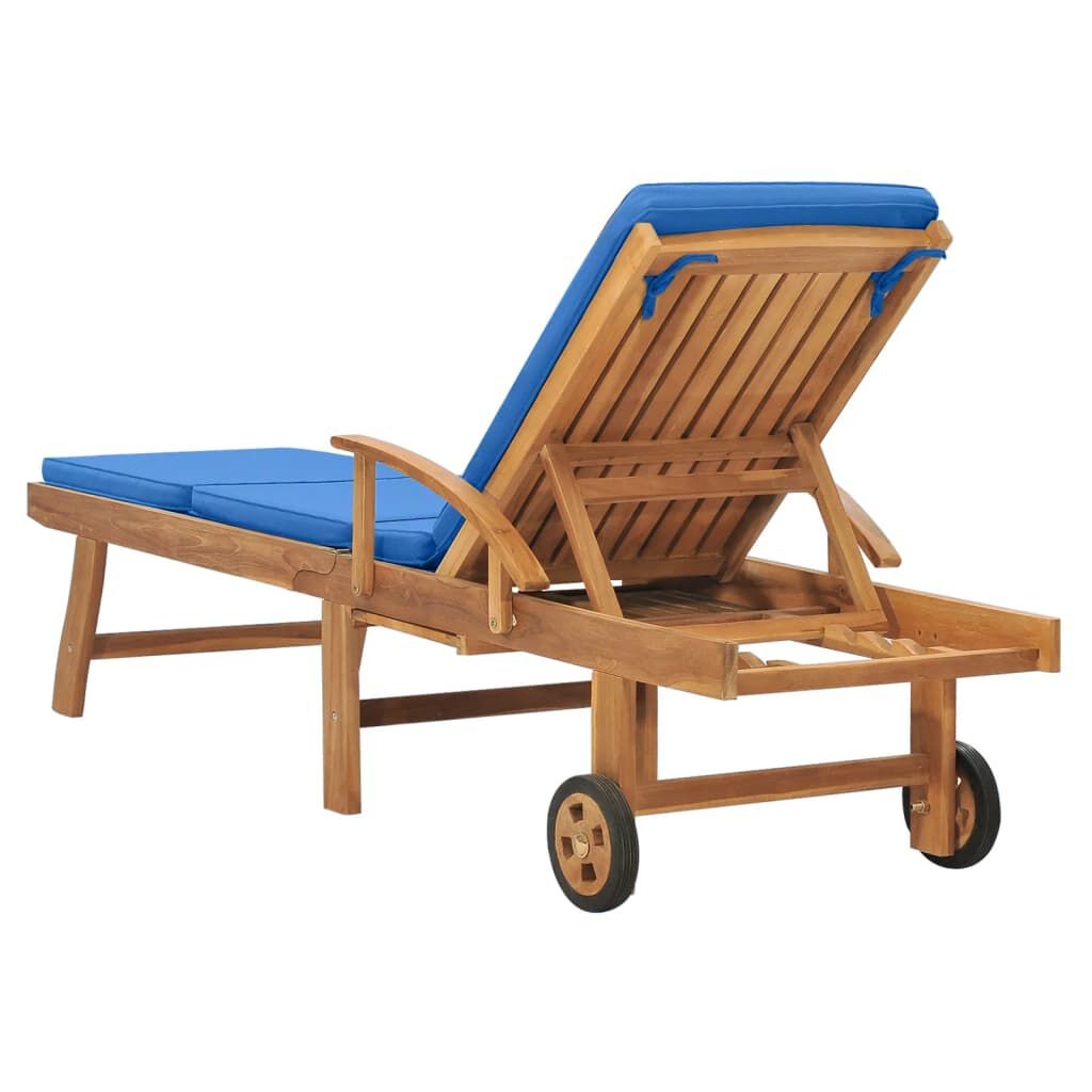 vidaXL Ligbed Teakhout Blauw incl. Kussen -40%! Tuin & Terras
