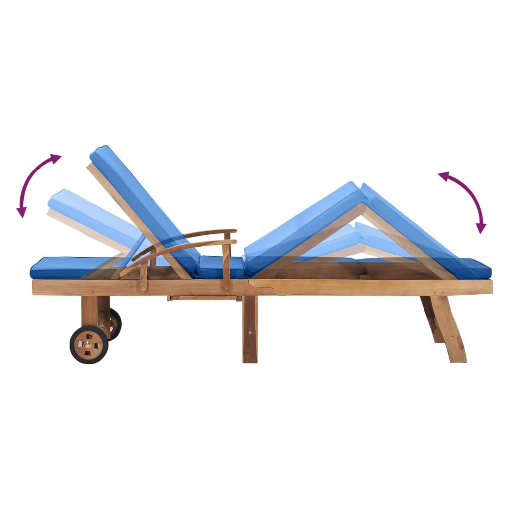 vidaXL Ligbed Teakhout Blauw incl. Kussen -40%! Tuin & Terras