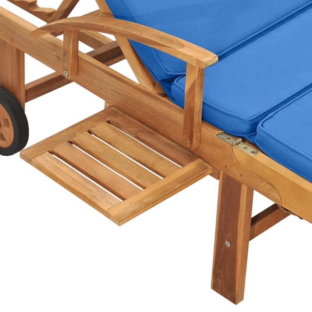 vidaXL Ligbed Teakhout Blauw incl. Kussen -40%! Tuin & Terras