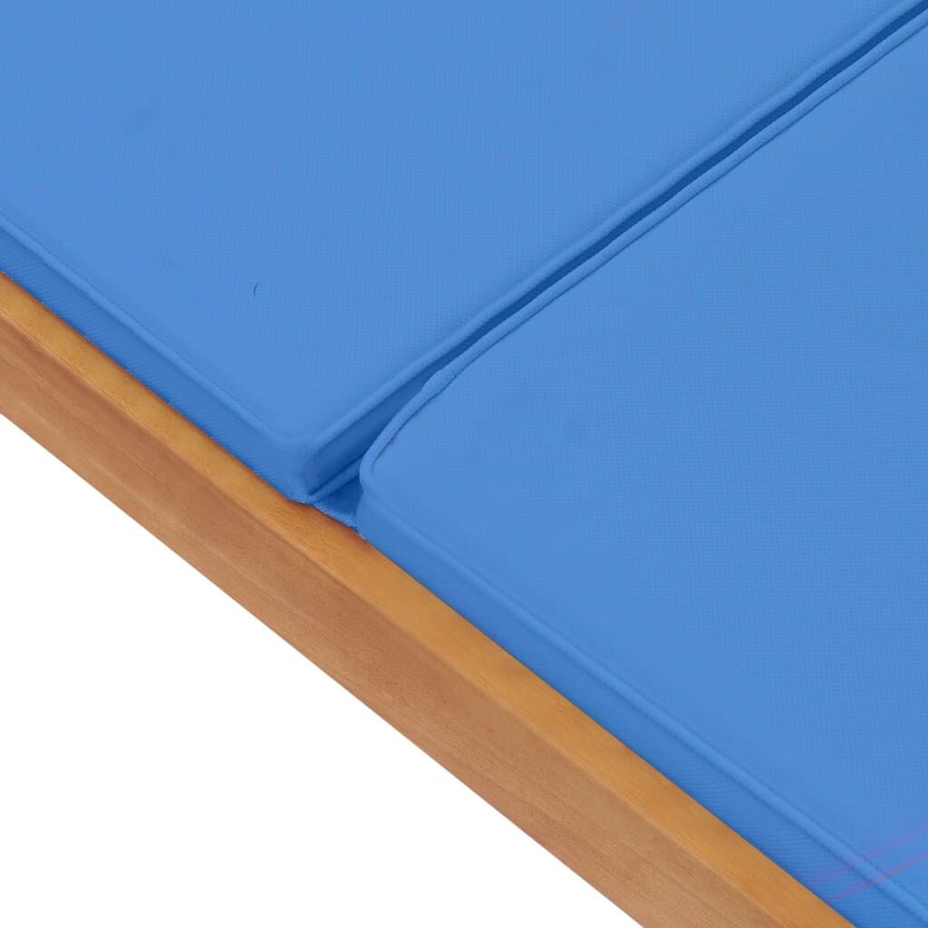 vidaXL Ligbed Teakhout Blauw incl. Kussen -40%! Tuin & Terras