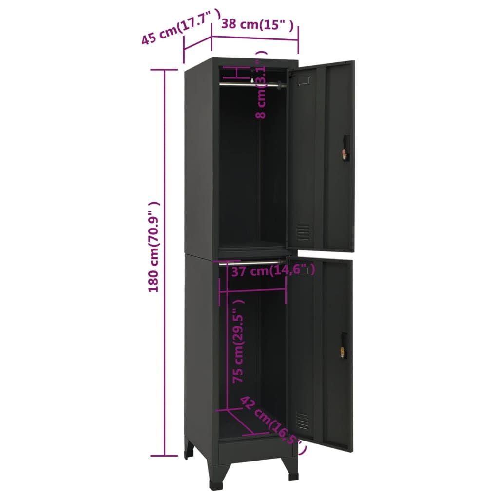 vidaXL Lockerkast Antraciet - 38x45x180cm - 35% Korting!