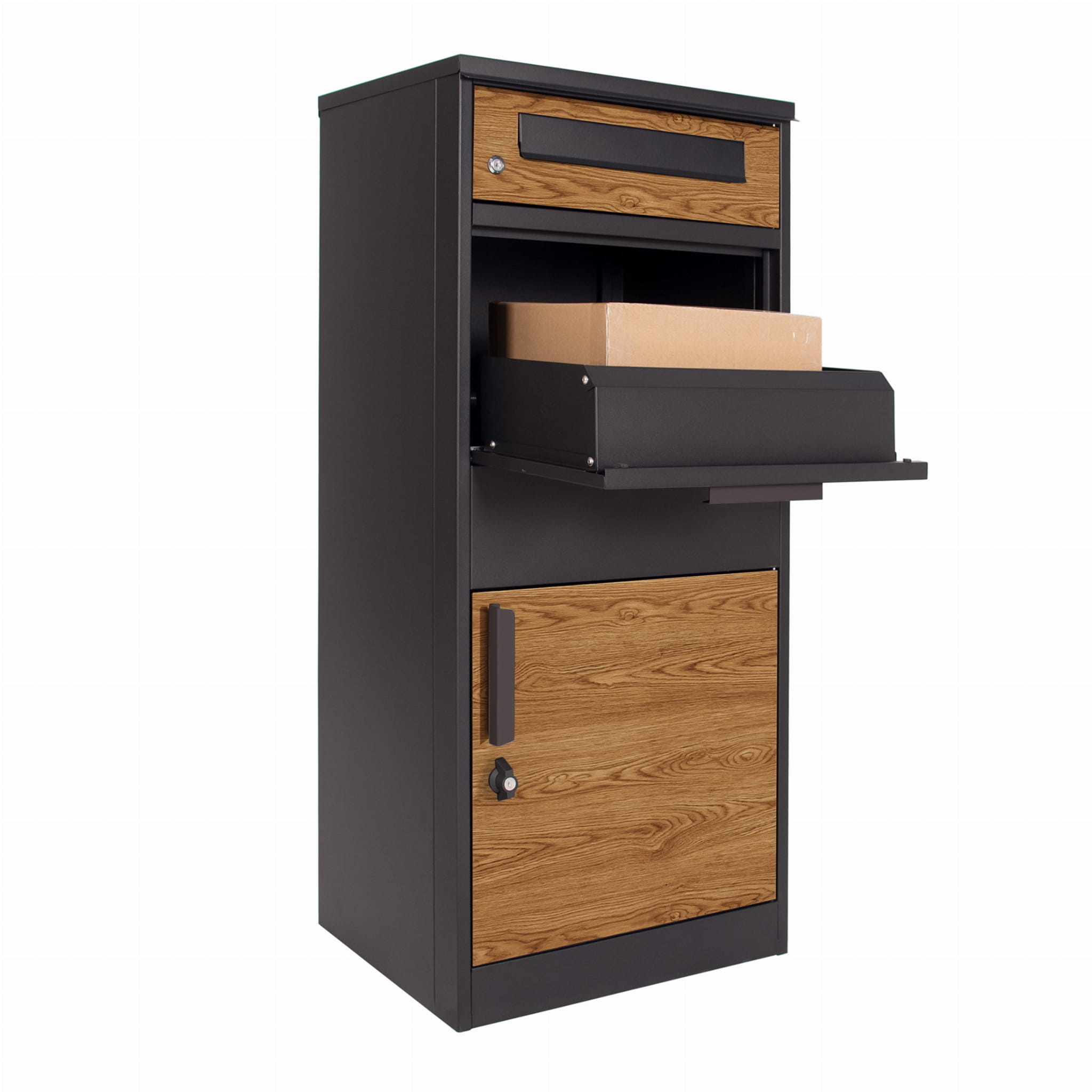 Pakketbrievenbus Antraciet Houtlook - 50% Korting! Slechts 1!