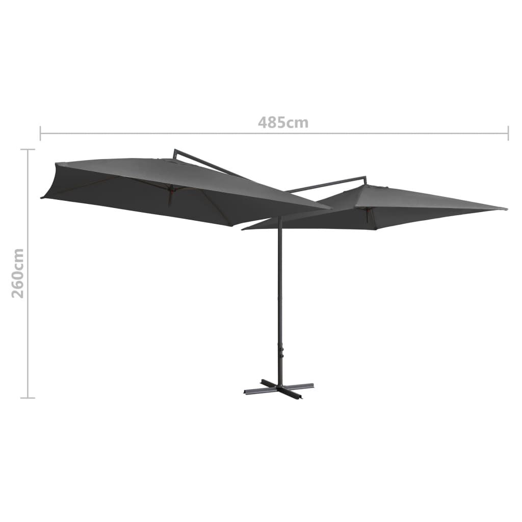 VidaXL Dubbele Parasol Antraciet 250x250cm - 55% Korting!