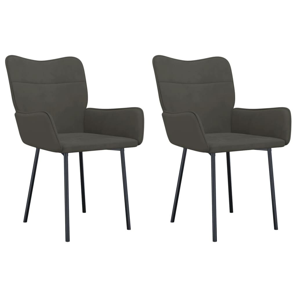 VidaXL Eetkamerstoelen (2) Donkergrijs Fluweel -40%