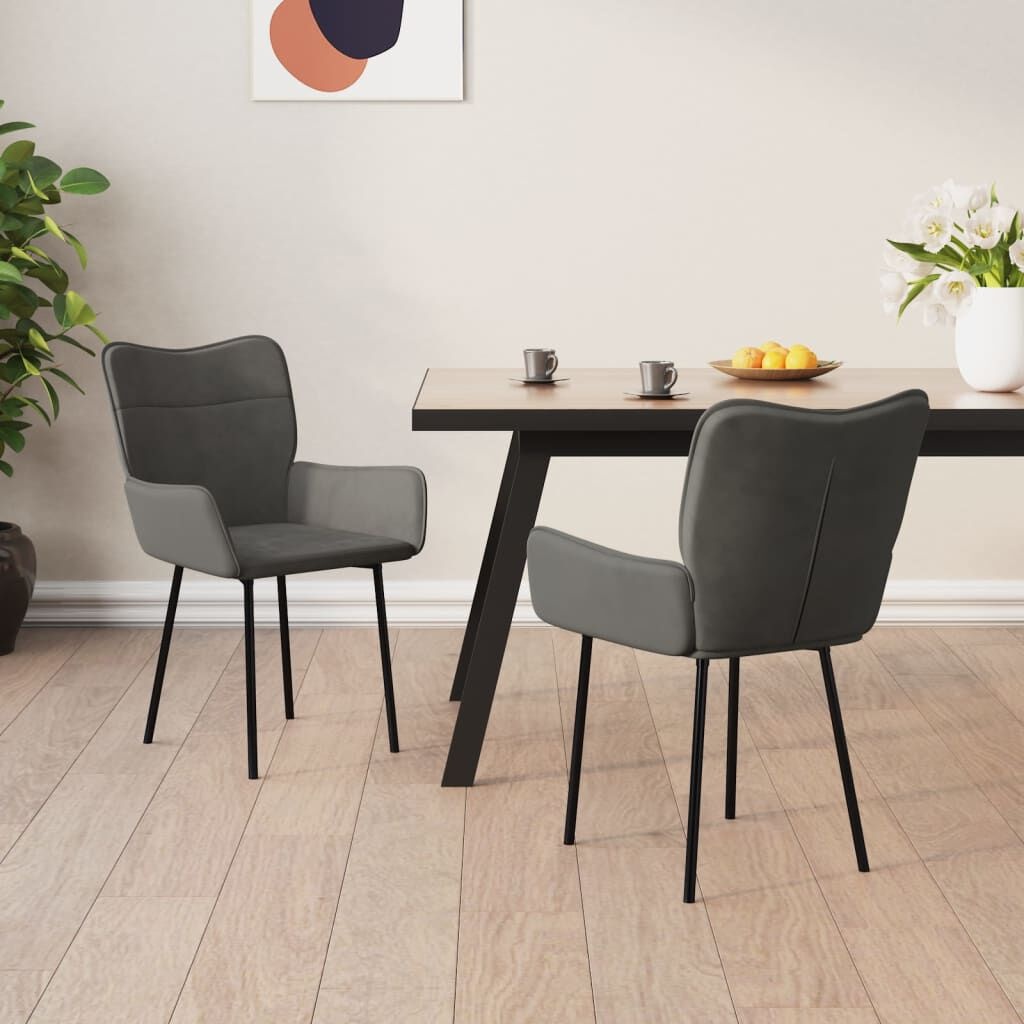VidaXL Eetkamerstoelen (2) Donkergrijs Fluweel -40%