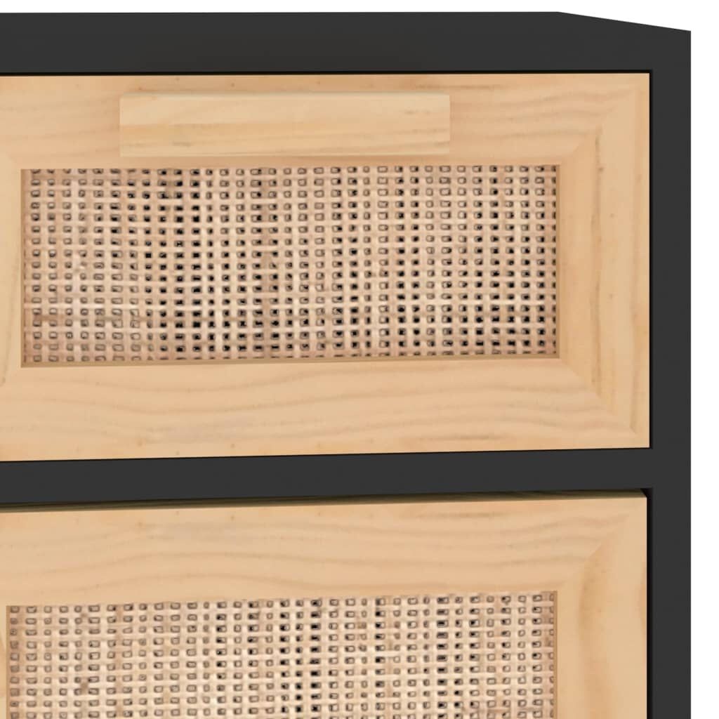 vidaXL Dressoir Zwart Grenen & Rattan -60x30x75cm - 40% Korting!