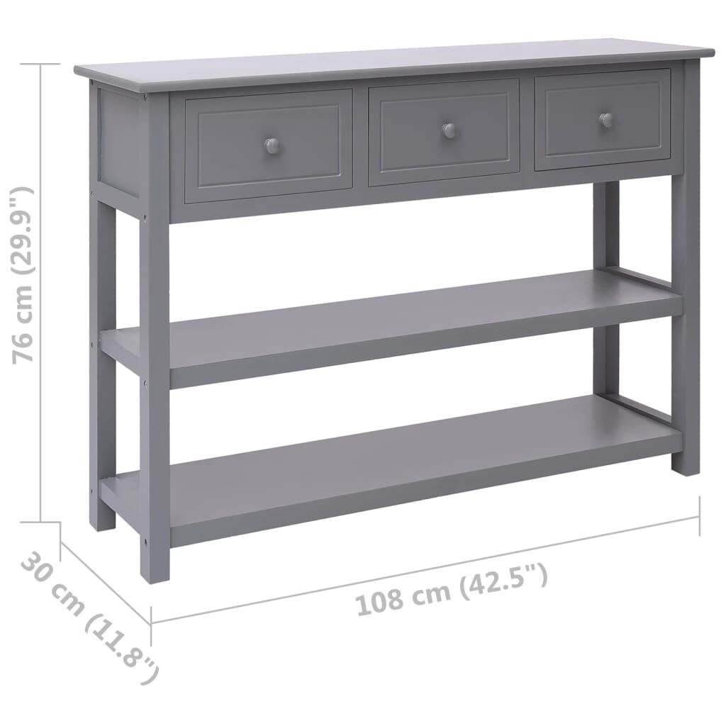 vidaXL Dressoir Grijs 108cm - Paulowniahout - 35% Korting!
