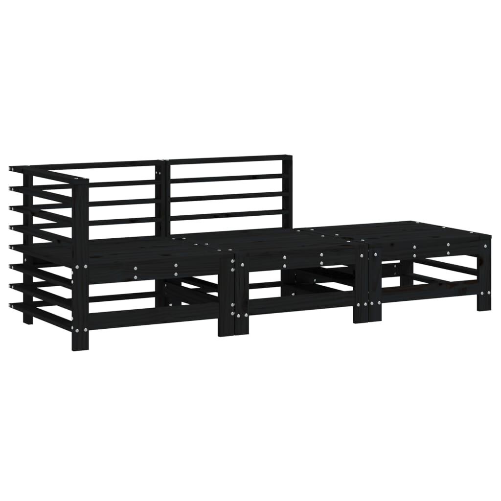 vidaXL Loungeset Grenenhout Zwart - 3-delig - 40% Korting!