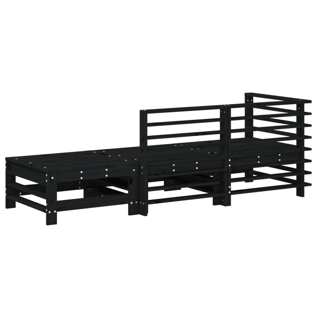 vidaXL Loungeset Grenenhout Zwart - 3-delig - 40% Korting!