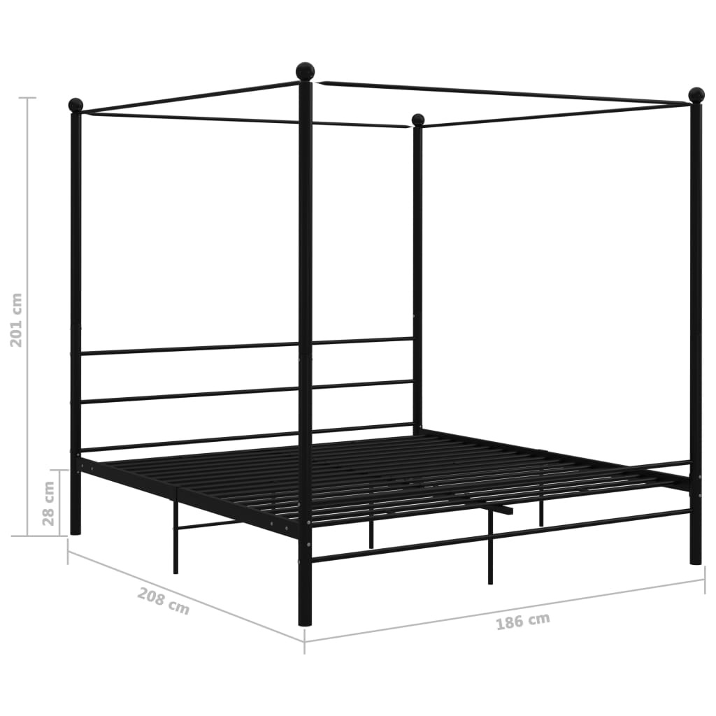 Hemelbedframe 180x200 cm Zwart - Zo Goed Als Nieuw - 40% Korting!