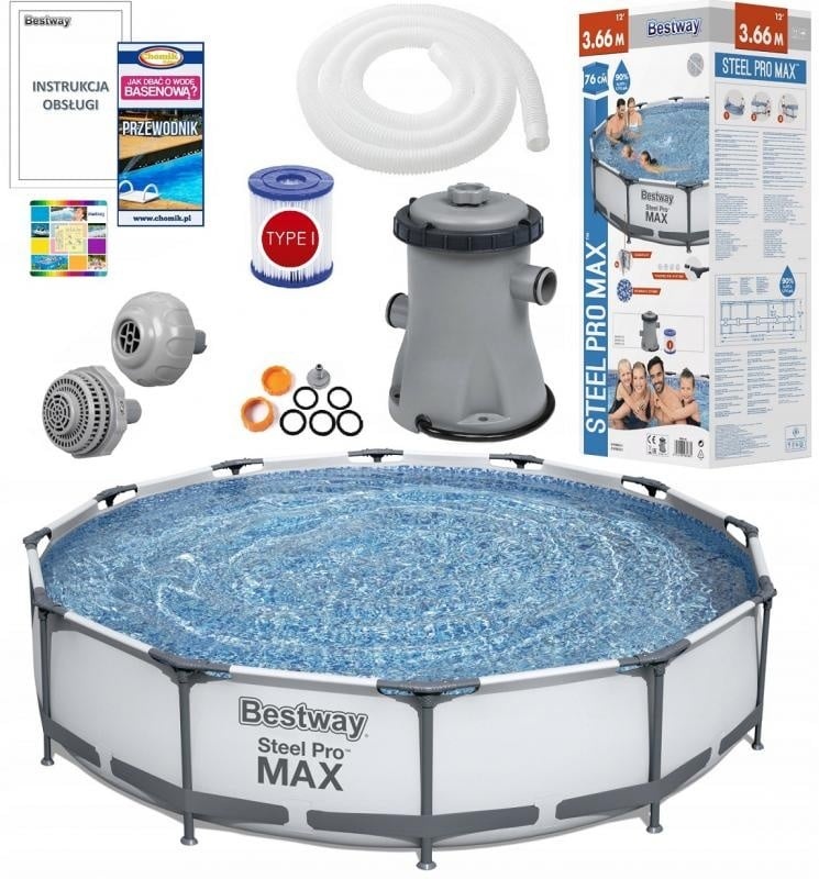 Bestway Steel Pro Max - opzetzwembad - 366x76 cm - complete set
