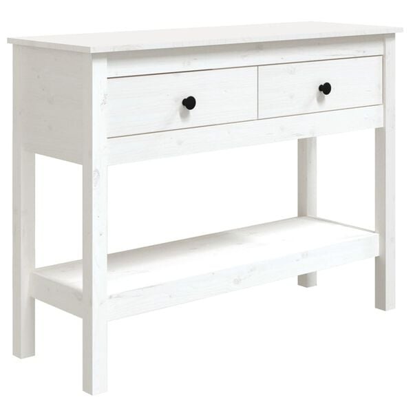 vidaXL Wandtafel 100x35x75 cm massief grenenhout wit