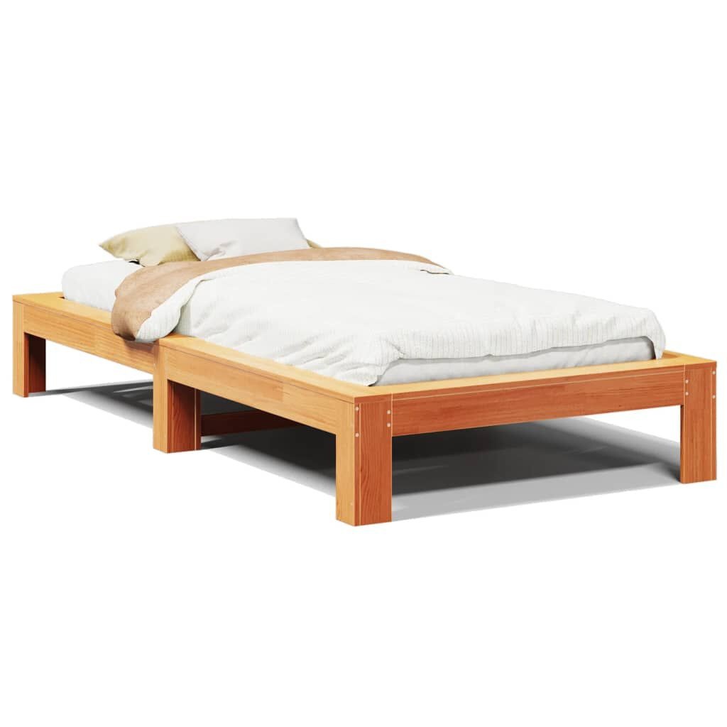 vidaXL Bedframe zonder matras massief grenenhout wasbruin 100x200 cm