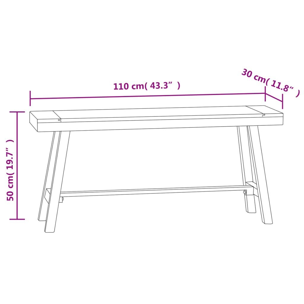 vidaXL Bankje 110 cm massief teakhout