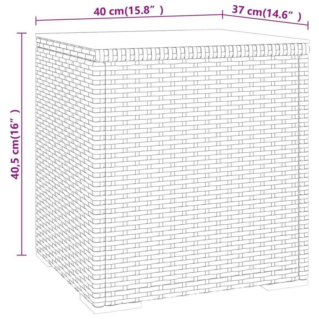 vidaXL Bijzettafel 40x37x40,5 cm poly rattan en gehard glas grijs
