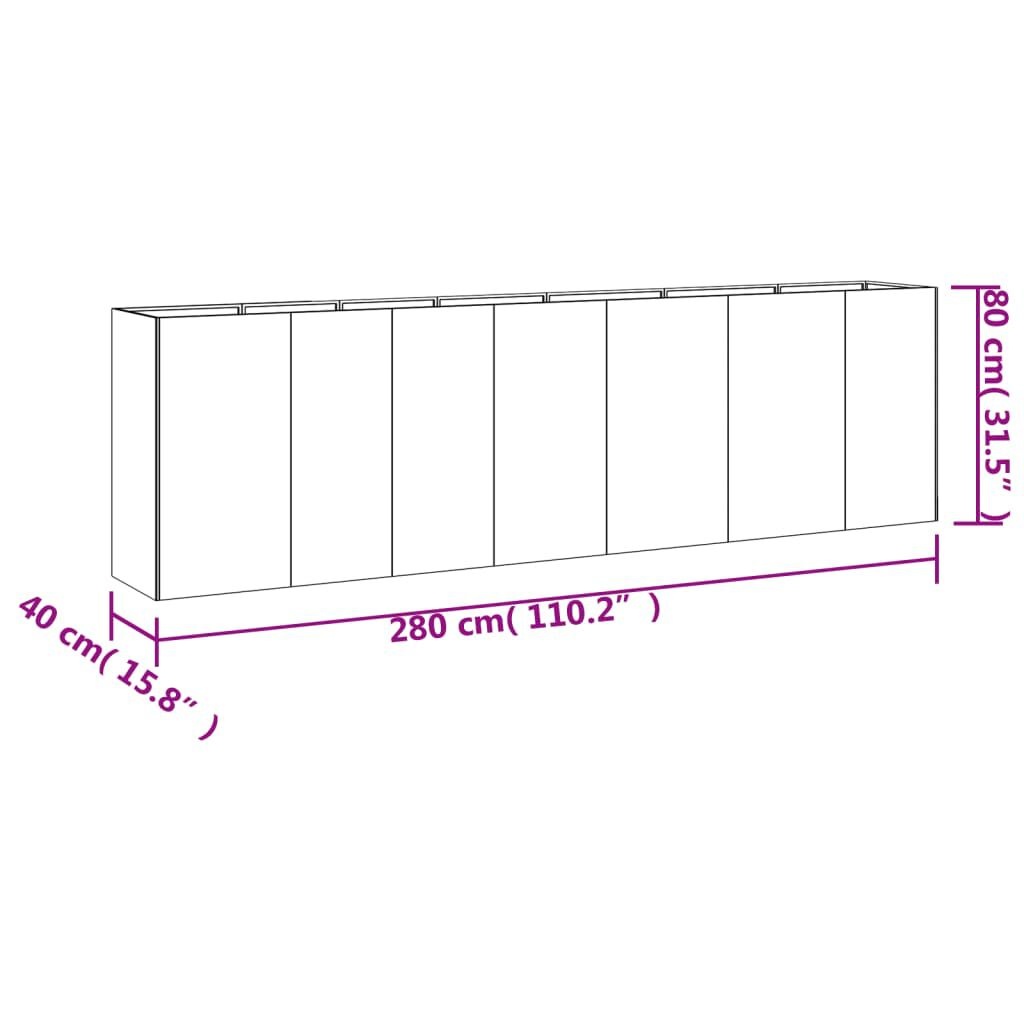 vidaXL Plantenbak verhoogd 280x40x80 cm cortenstaal