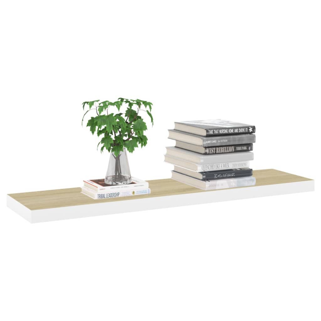 vidaXL Wandschappen zwevend 2 st 120x23,5x3,8 cm MDF eikenkleurig wit