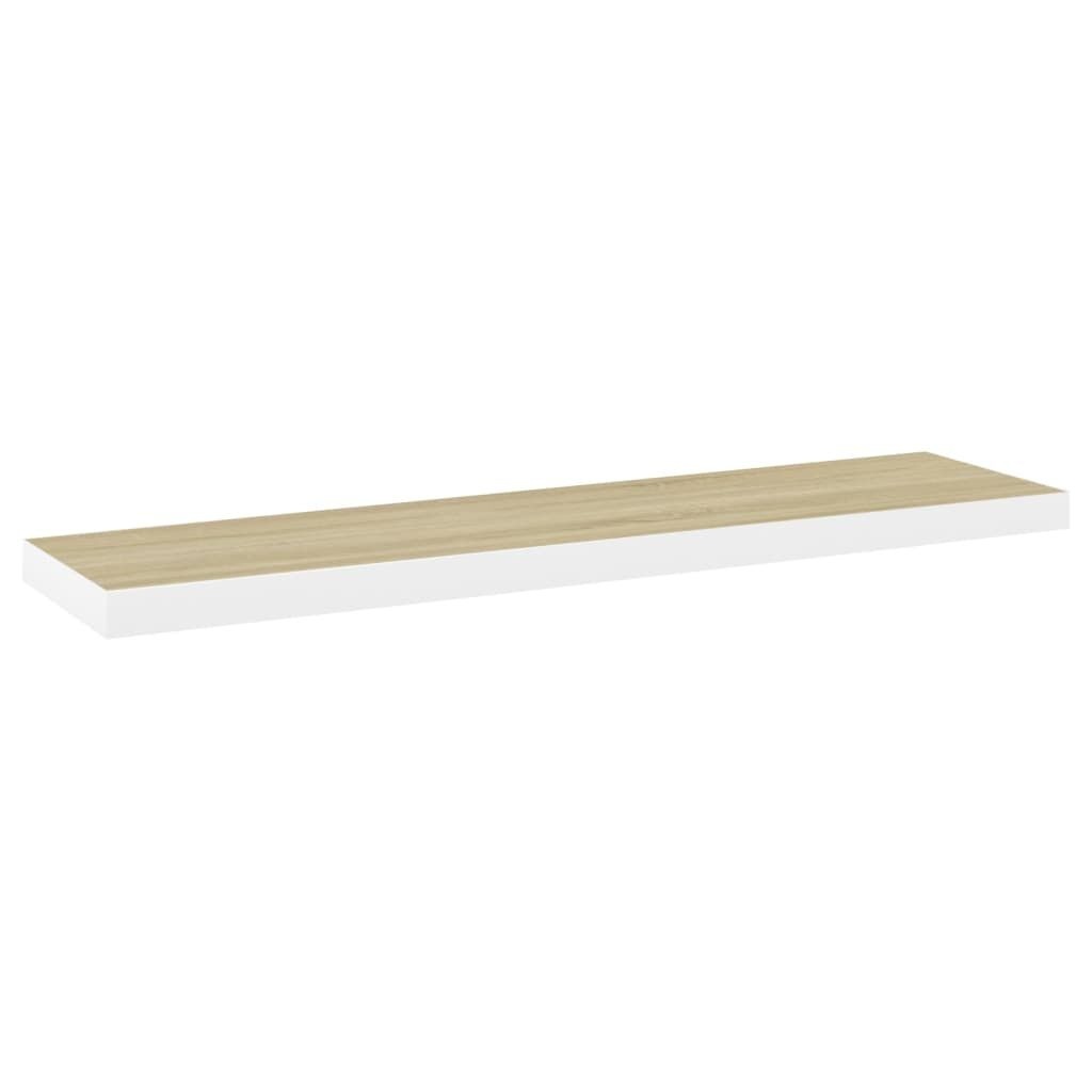 vidaXL Wandschappen zwevend 2 st 120x23,5x3,8 cm MDF eikenkleurig wit