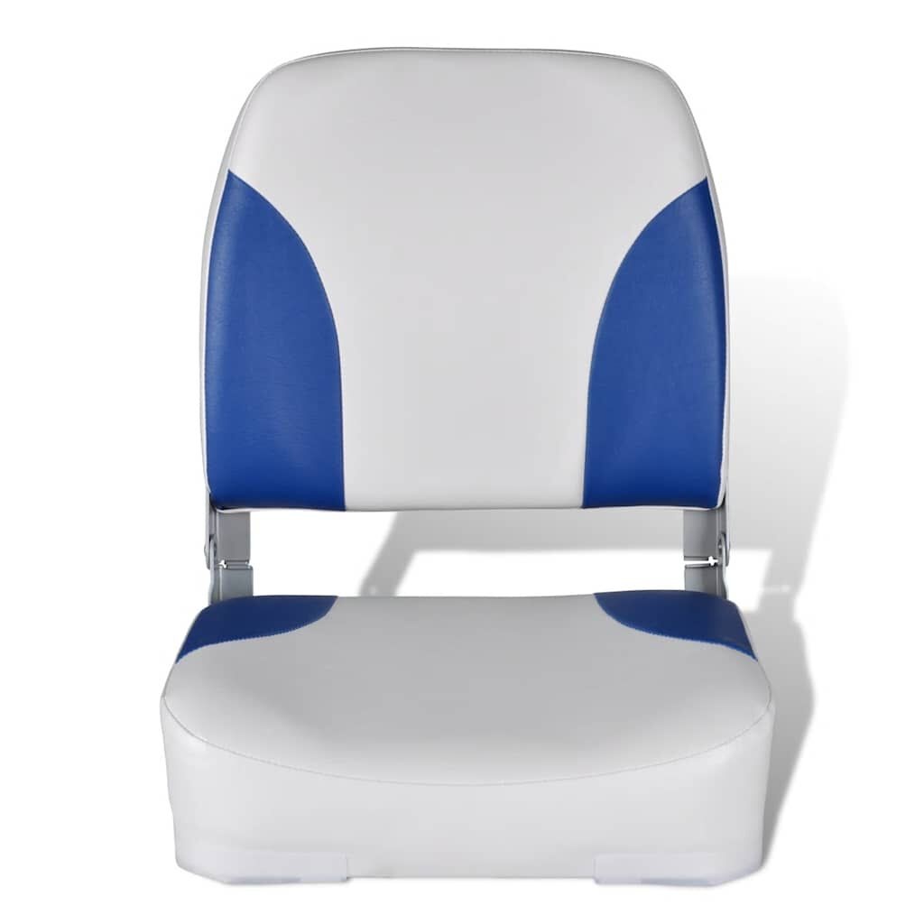 vidaXL Bootstoel met blauw-wit kussen inklapbaar 41x36x48 cm
