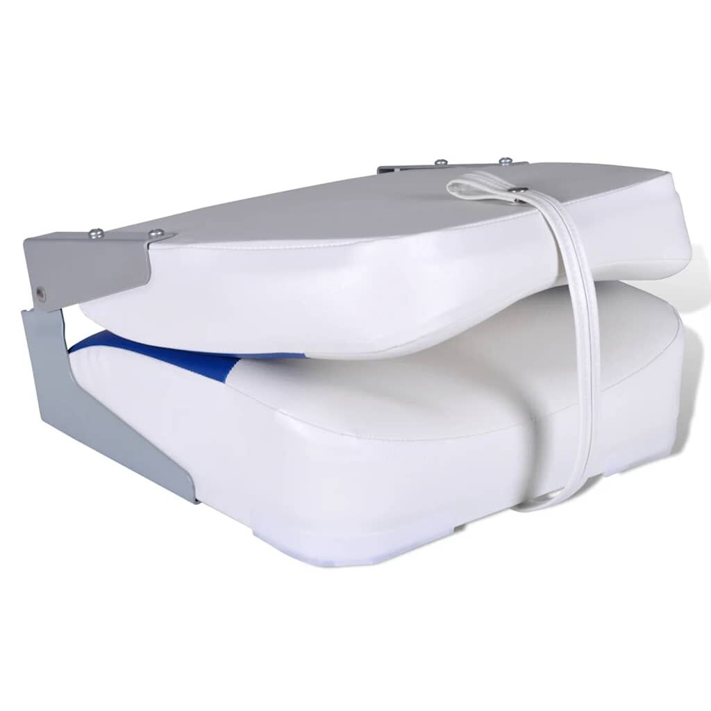 vidaXL Bootstoel met blauw-wit kussen inklapbaar 41x36x48 cm