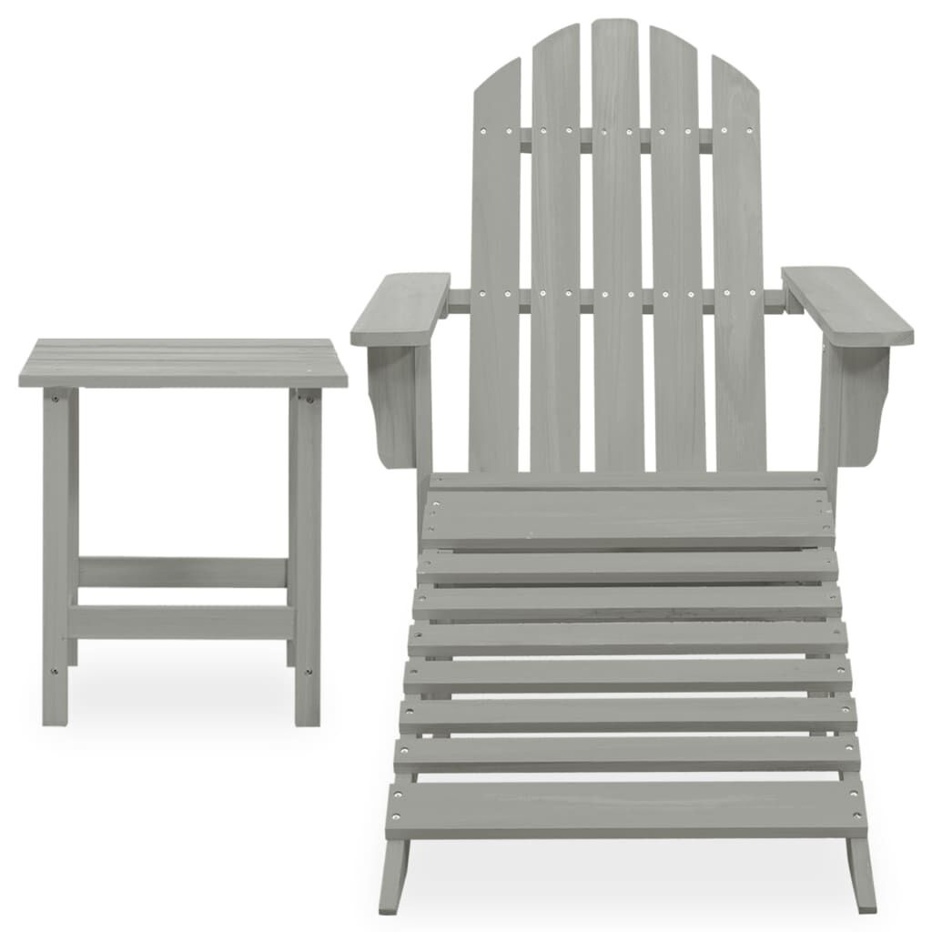 vidaXL Tuinstoel Adirondack voetenbank tafel massief vurenhout grijs