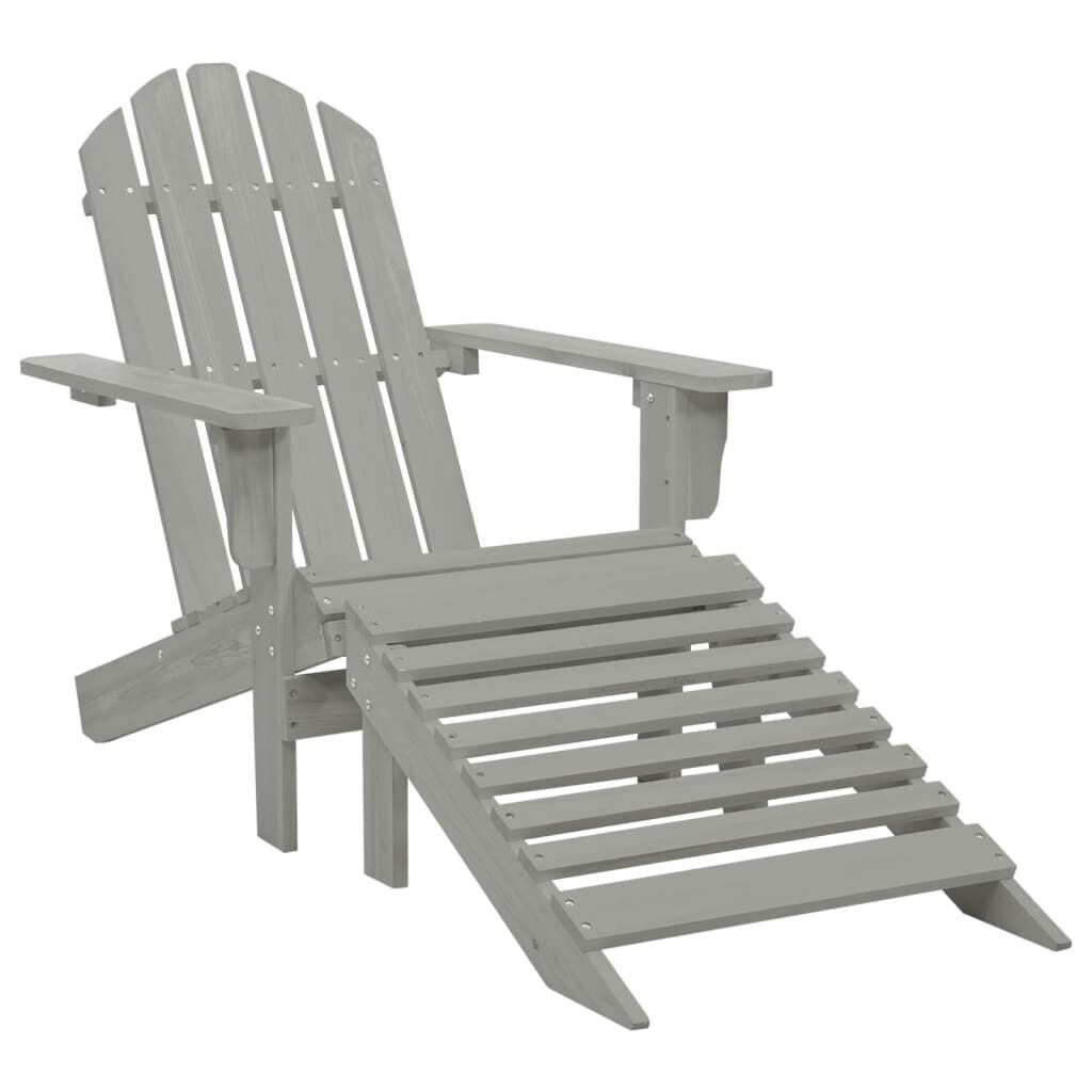 vidaXL Tuinstoel Adirondack voetenbank tafel massief vurenhout grijs