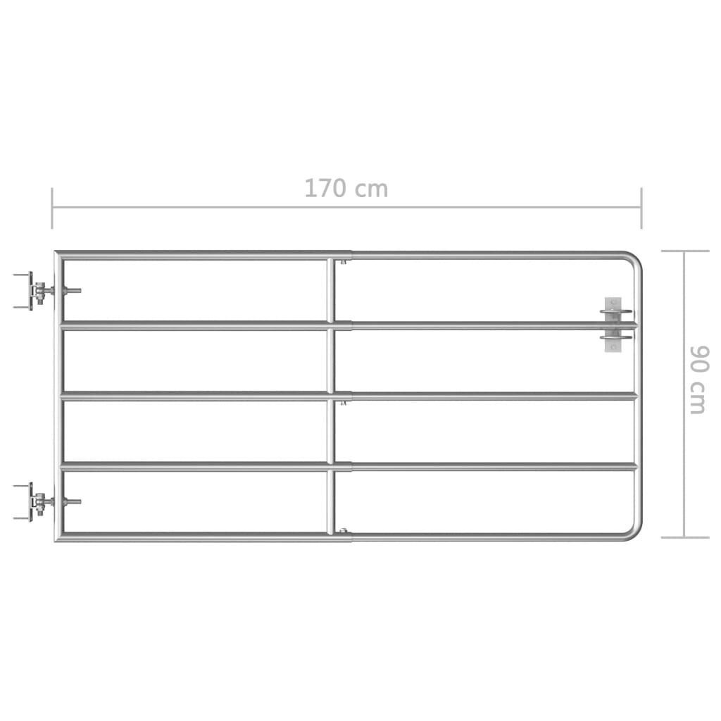 vidaXL Poort met 5 stangen (95-170)x90 cm staal zilverkleurig