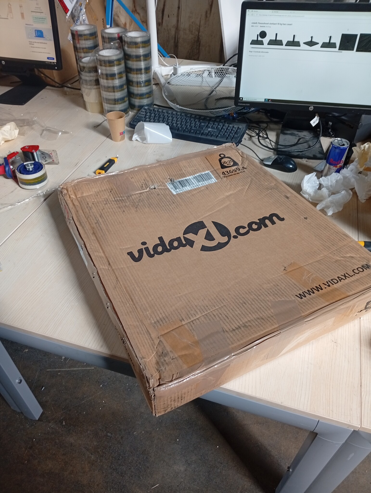 vidaXL Parasolvoet vierkant 19 kg hars zwart