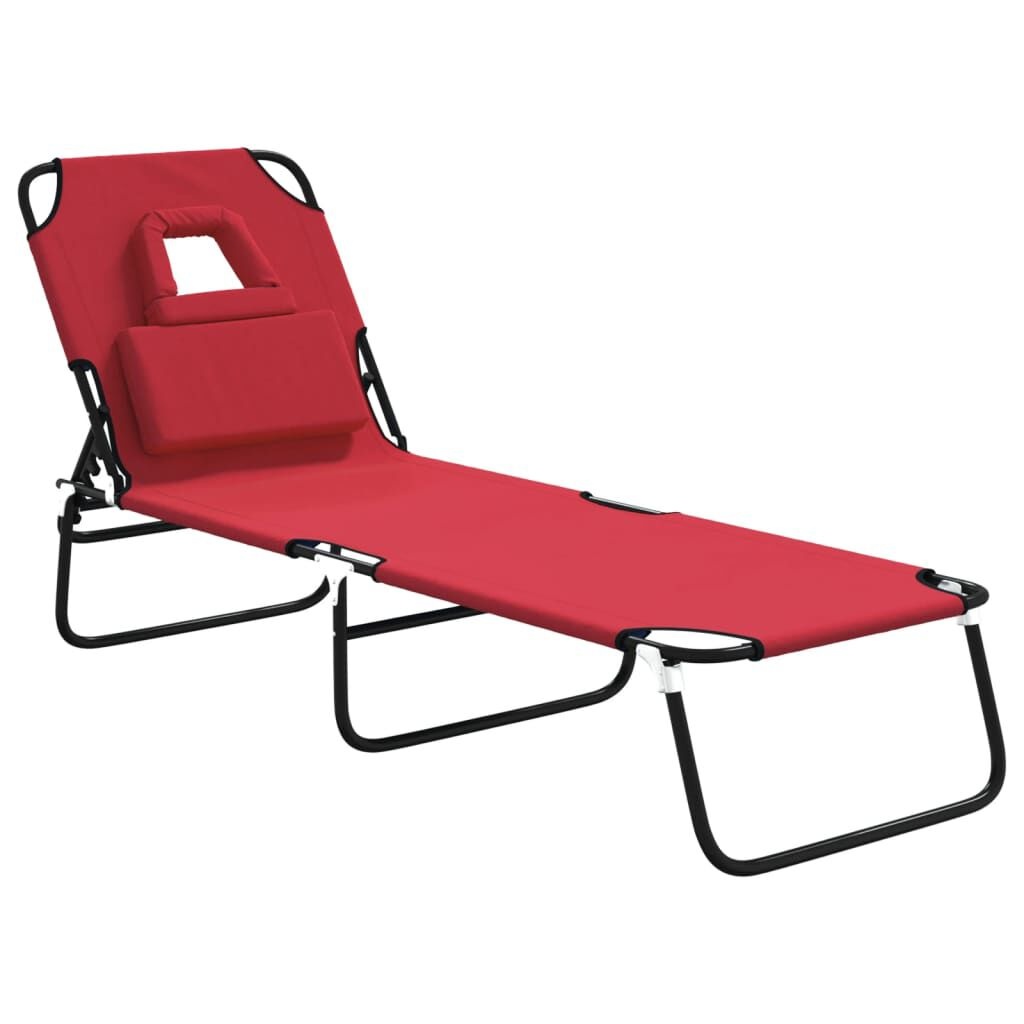 vidaXL Ligbed inklapbaar oxford stof en gepoedercoat staal rood