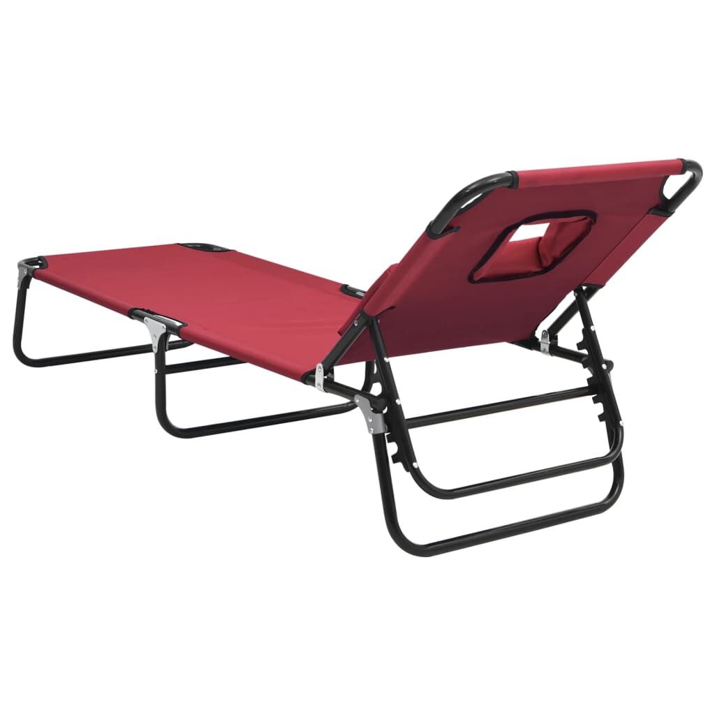 vidaXL Ligbed inklapbaar oxford stof en gepoedercoat staal rood