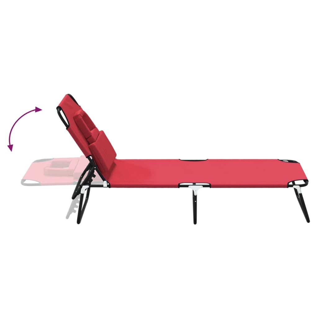 vidaXL Ligbed inklapbaar oxford stof en gepoedercoat staal rood
